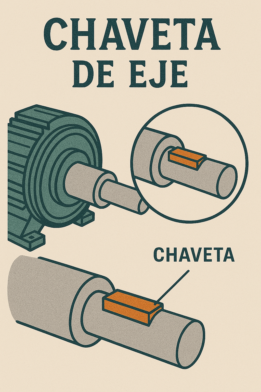 Figura 4: Chaveta de eje de motor eléctrico. Fuente: Johns Energy-Saving Blog.